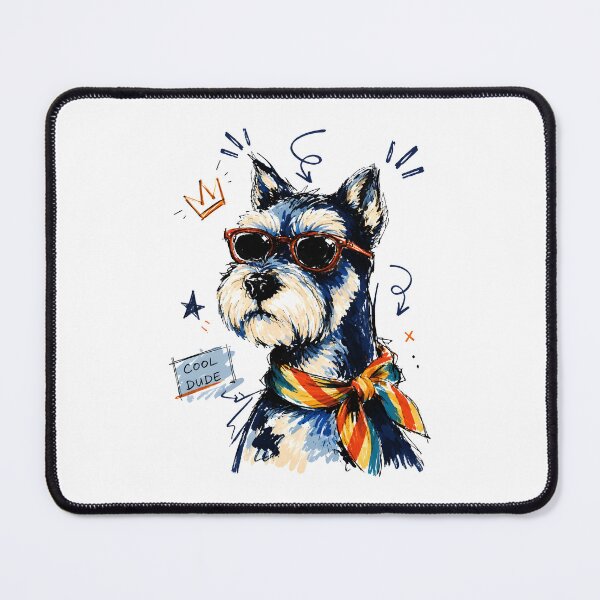 Item preview, Cool Dude Schnauzer Dog with Sunglasses – Funny Hand-Drawn Art designed and sold by RamyGallery.