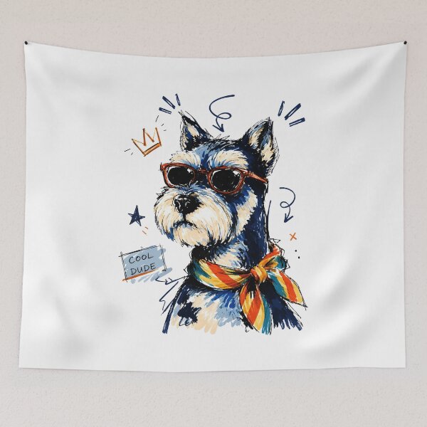 Item preview, Cool Dude Schnauzer Dog with Sunglasses – Funny Hand-Drawn Art designed and sold by RamyGallery.