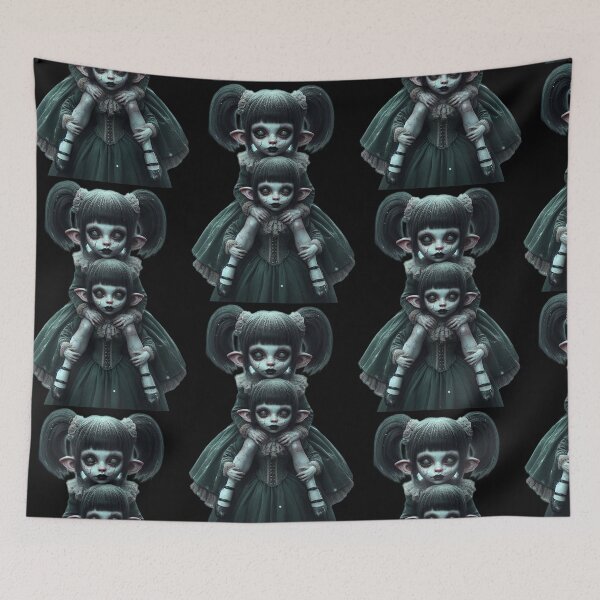 Item preview, Piggyback Elf Dolls – Creepy Gothic Velvet Portrait designed and sold by LujziWorld.