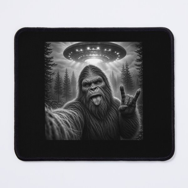 Item preview, Funny Sasquatch Bigfoot Rock On Selfie With UFO Alien designed and sold by Kladhadredo.