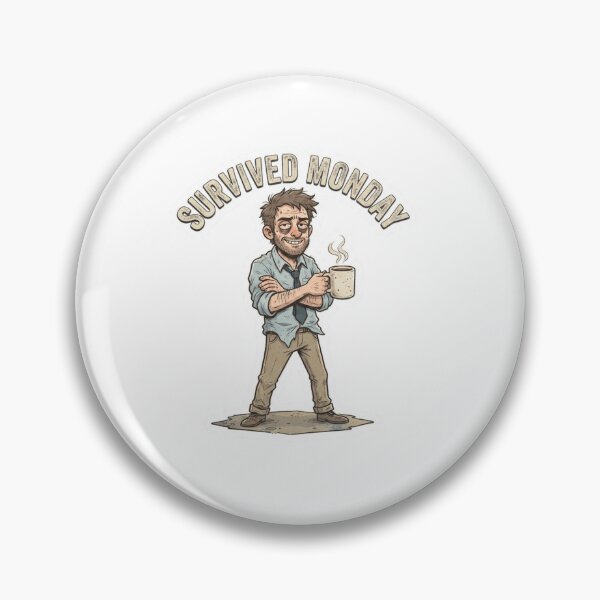 Item preview, Survived Monday Coffee Hero Sticker designed and sold by Imaginarium of Chaos falcon88 .