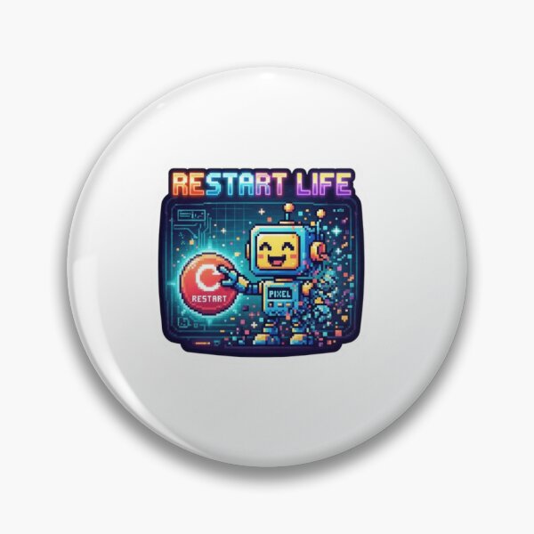 Item preview, Restart Life Pixel Reset Sticker designed and sold by Imaginarium of Chaos falcon88 .