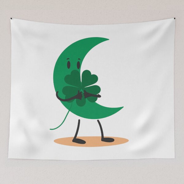 Item preview, Moon and green four-leaf clover  designed and sold by Lucky 777.