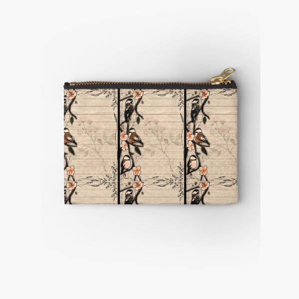 Item preview, Vintage Lined Paper Chickadees and Pink Blossoms designed and sold by ArtistsAtticWI.