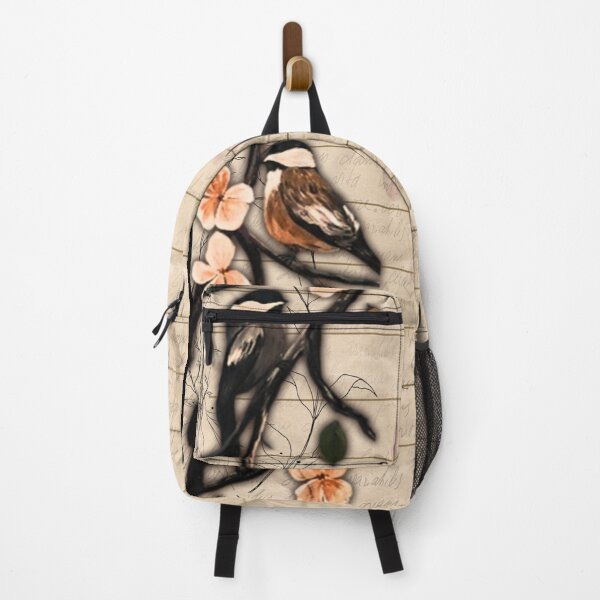 Item preview, Vintage Lined Paper Chickadees and Pink Blossoms designed and sold by ArtistsAtticWI.
