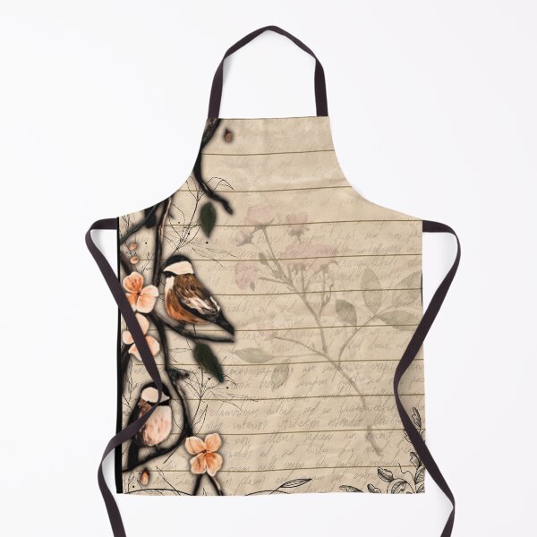 Item preview, Vintage Lined Paper Chickadees and Pink Blossoms designed and sold by ArtistsAtticWI.