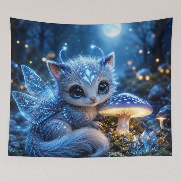 Item preview, Midnight Mushroom Fairy Kitten designed and sold by nikkolaus.