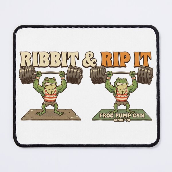 Item preview, Ribbit & Rip It – Retro 70s Gym Style Bodybuilding Frog Graphic designed and sold by YourWearPulse.