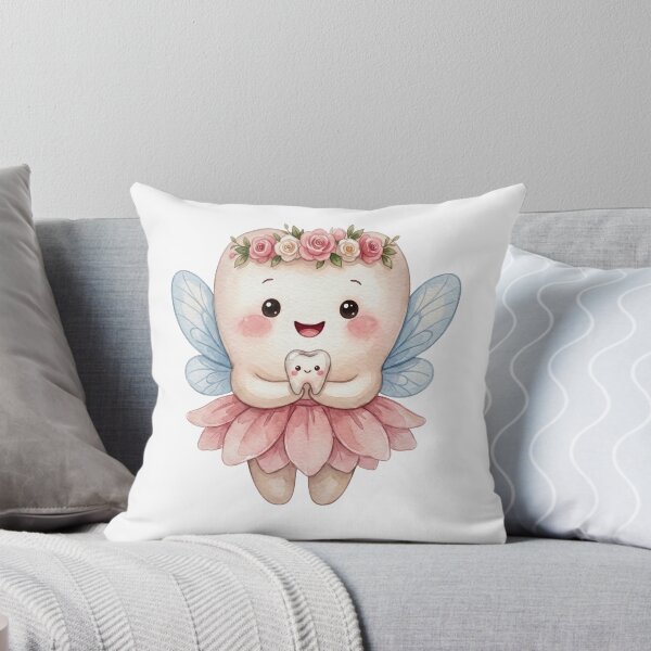 Item preview, Cute Tooth Fairy Holding a Kawaii Tooth | Watercolor Fairy Tooth designed and sold by Mommy-Smile.