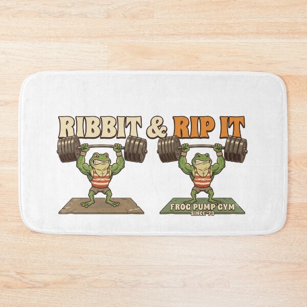 Item preview, Ribbit & Rip It – Retro 70s Gym Style Bodybuilding Frog Graphic designed and sold by YourWearPulse.
