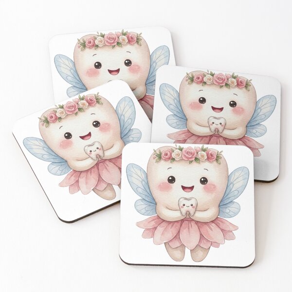 Item preview, Cute Tooth Fairy Holding a Kawaii Tooth | Watercolor Fairy Tooth designed and sold by Mommy-Smile.