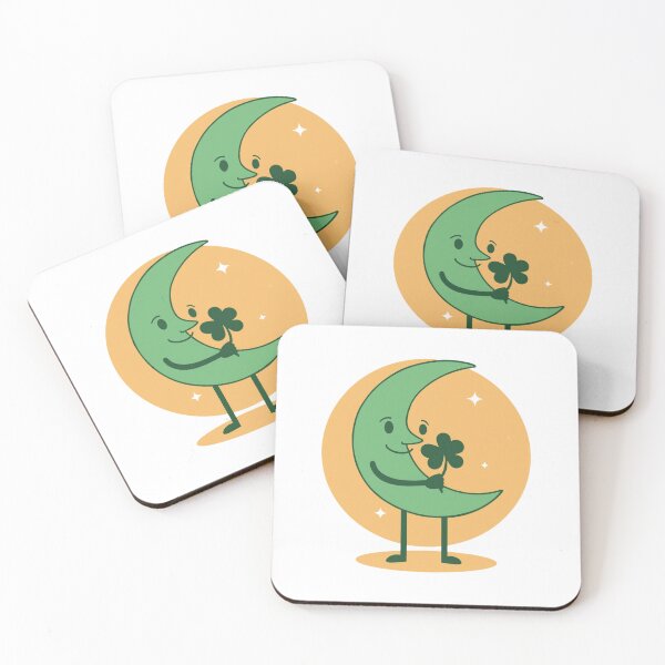 Item preview, Moon and green four-leaf clover  designed and sold by Lucky 777.