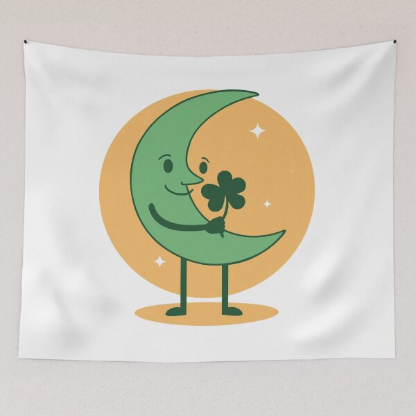 Item preview, Moon and green four-leaf clover  designed and sold by Lucky 777.