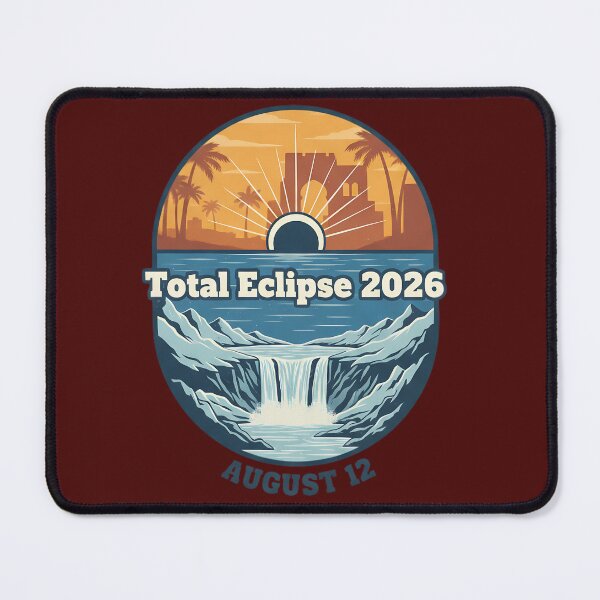Item preview, Total Eclipse August 12 2026 Retro Landscape Badge designed and sold by Exquisite Design Studio „Paculówka”.