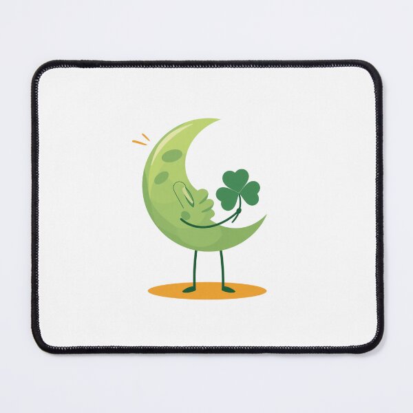 Item preview, Moon and green four-leaf clover designed and sold by Lucky 777.