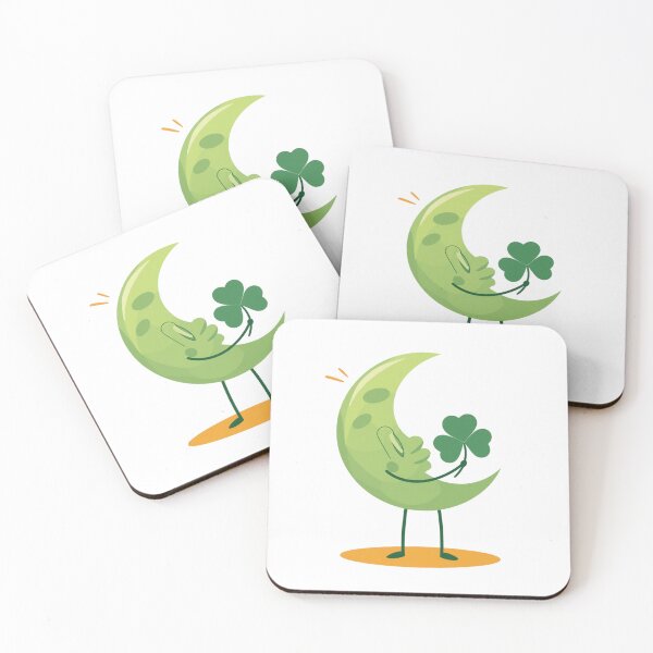 Item preview, Moon and green four-leaf clover  designed and sold by Lucky 777.