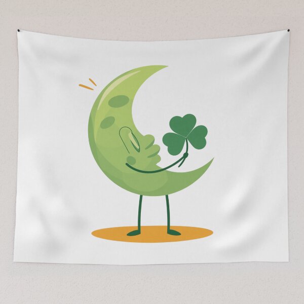 Item preview, Moon and green four-leaf clover  designed and sold by Lucky 777.