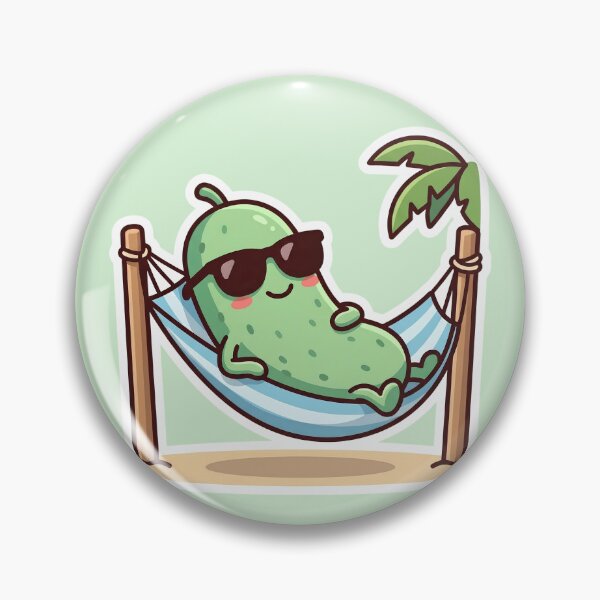 Item preview, Relaxing Pickle in Hammock | Cute Kawaii Summer Pickle | Funny Beach Vacation Gift | Pickle Lover Sticker, Graphic Tee & Mug designed and sold by Basma Designs | Funny Shirts, Stickers & Mugs.