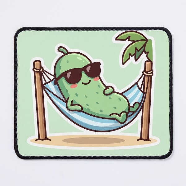 Item preview, Relaxing Pickle in Hammock | Cute Kawaii Summer Pickle | Funny Beach Vacation Gift | Pickle Lover Sticker, Graphic Tee & Mug designed and sold by Basma Designs | Funny Shirts, Stickers & Mugs.