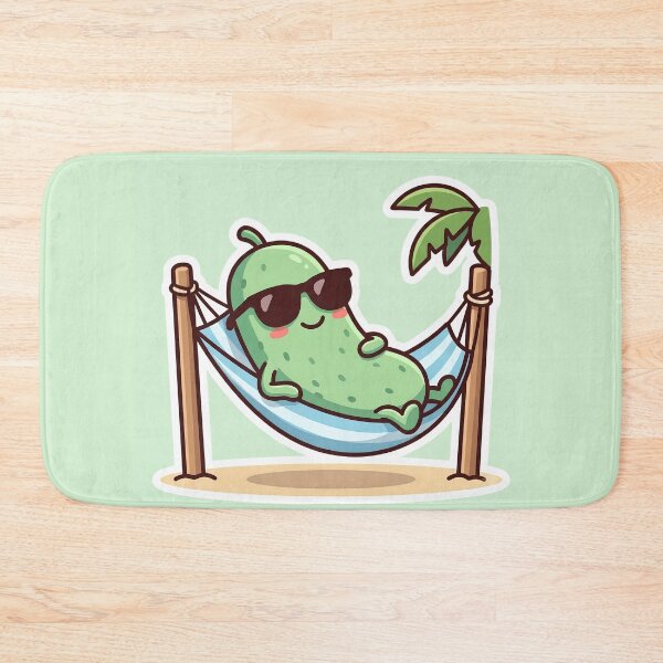 Item preview, Relaxing Pickle in Hammock | Cute Kawaii Summer Pickle | Funny Beach Vacation Gift | Pickle Lover Sticker, Graphic Tee & Mug designed and sold by Basma Designs | Funny Shirts, Stickers & Mugs.