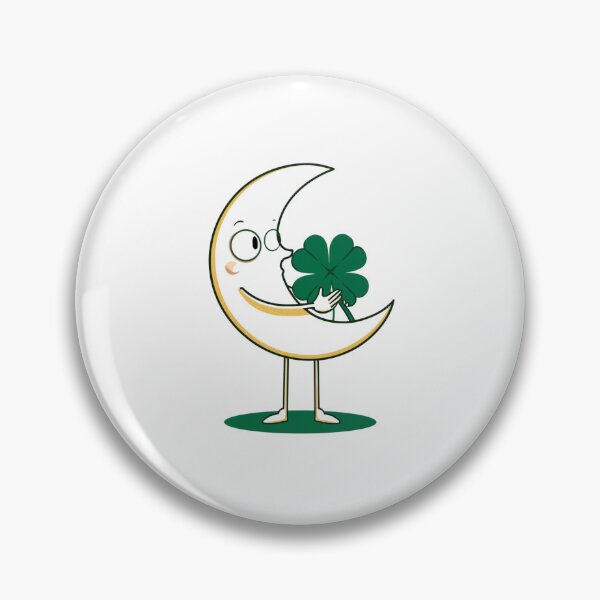 Item preview, Moon and green four-leaf clover  designed and sold by Lucky 777.