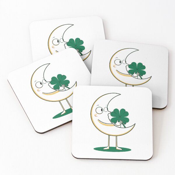 Item preview, Moon and green four-leaf clover  designed and sold by Lucky 777.