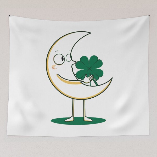 Item preview, Moon and green four-leaf clover  designed and sold by Lucky 777.