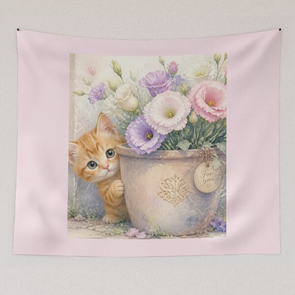 Item preview, Little Peek, Big Love | Watercolor Kitten designed and sold by BCapybara.