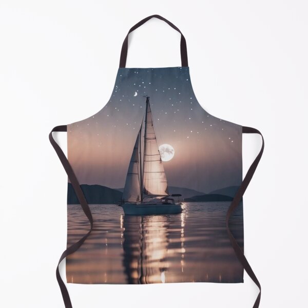 Item preview, Sailboat Night Ocean Big Full Moon Starry Sky Art designed and sold by UmSkelig834.