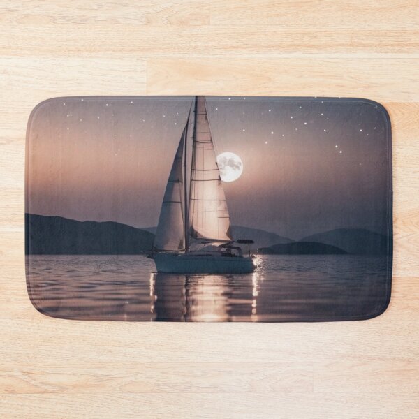 Item preview, Sailboat Night Ocean Big Full Moon Starry Sky Art designed and sold by UmSkelig834.