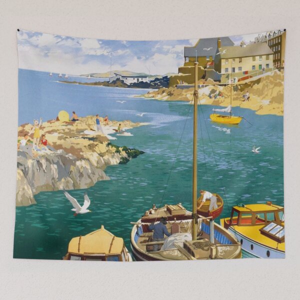 Item preview, Bangor Harbor Coastal Painting with Scottish Terrier | North Wales designed and sold by CJChronicles.