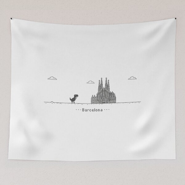 Item preview, Pixel Art Dinosaur Sagrada Familia Barcelona designed and sold by HTBstore.