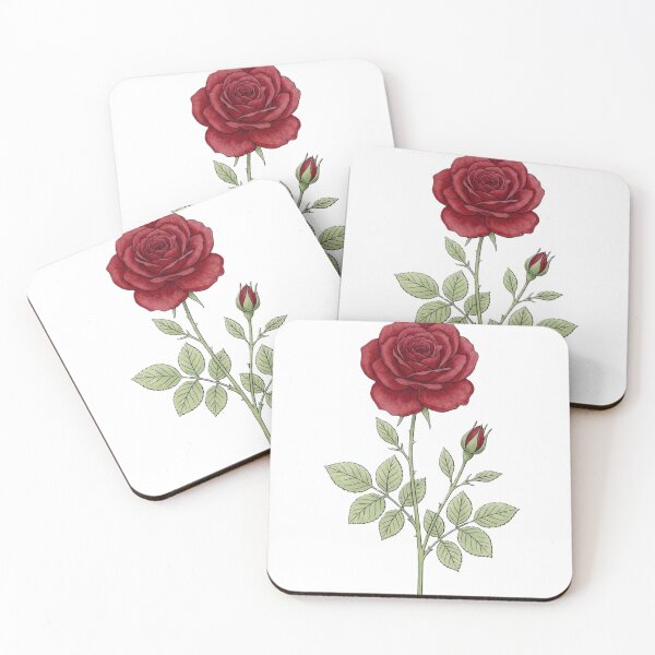 Item preview, Red Rose Botanical Illustration – Elegant Romantic Floral Line Art designed and sold by Zaitmiprints.