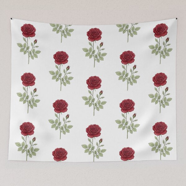 Item preview, Red Rose Botanical Illustration – Elegant Romantic Floral Line Art designed and sold by Zaitmiprints.