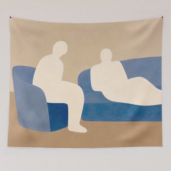 Item preview, Le Canapé Bleu – Minimal Figurative Wall Art Illustration designed and sold by CARRAANN.