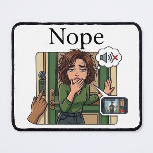Item preview, Funny Introvert Doorbell Nope Ring Camera Delivery Meme designed and sold by Northern Glow Art.