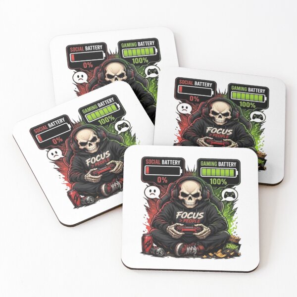 Item preview, Social Battery 0 Gaming Battery 100 Gamer Skull Meme designed and sold by Northern Glow Art.