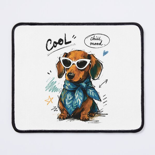 Item preview, Cool Chill Mood Dachshund with Sunglasses – Hand-Drawn Dog Art designed and sold by RamyGallery.