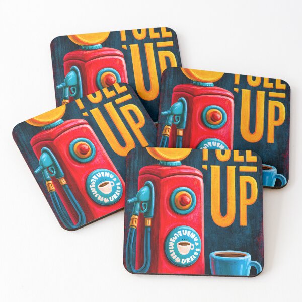 Item preview, Colorful Coffee Pump with Cup and Fuel Theme designed and sold by Artessie.