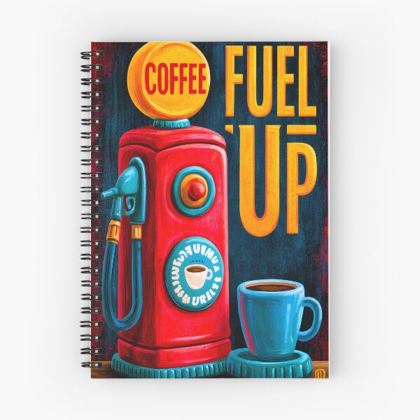 Aperçu de l'œuvre Pompe à café colorée avec thème tasse et carburant créée et vendue par Artessie.