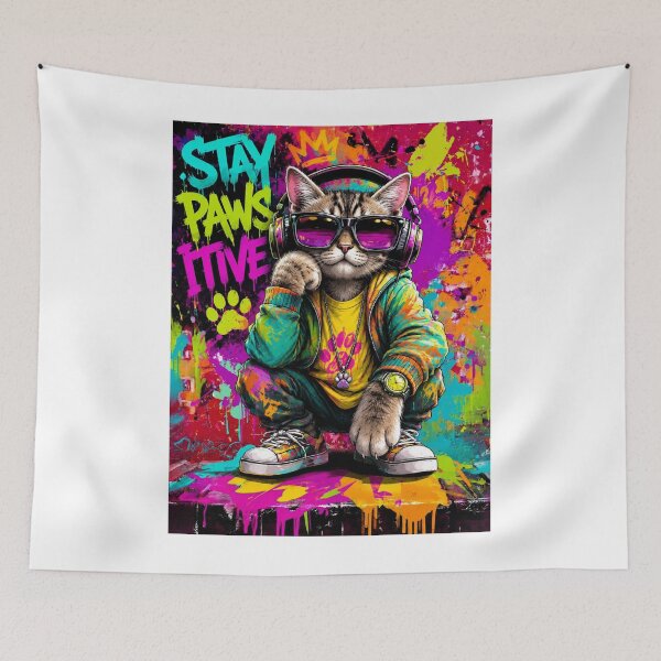 Item preview, Happy Graffiti Cat Pop Art designed and sold by PixelStyle Studio.