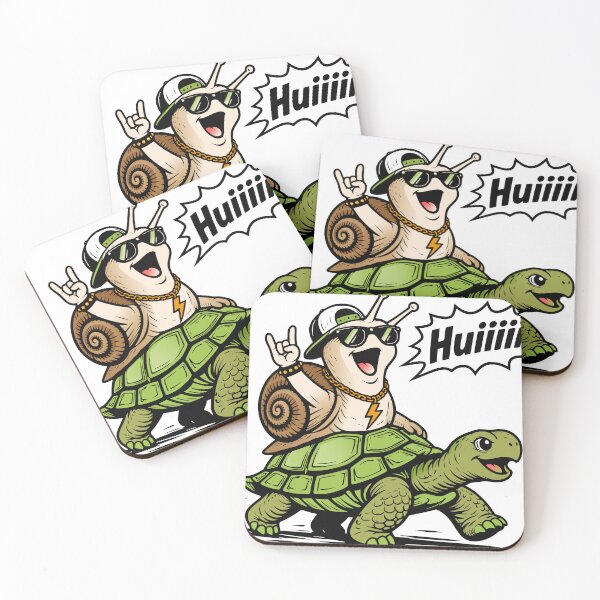 Item preview, Whoosh! Snail on turtle, funny motif designed and sold by Pommes im Bett.