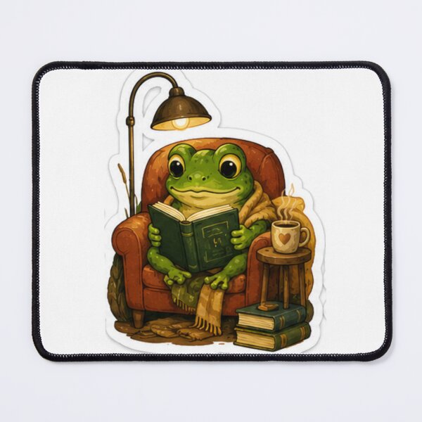 Item preview, Cozy Reading Frog Armchair Sticker designed and sold by AtlasPixel.