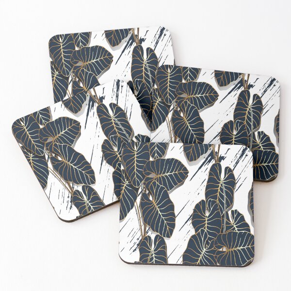 Item preview, Midnight Taro: Luxury Golden-Veined Botanical Pattern designed and sold by LiveLearnCreate.