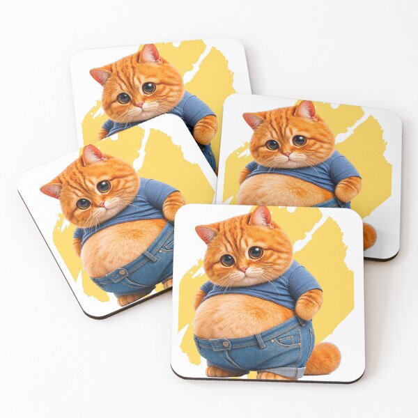 Item preview, Cute Orange Cat in Blue Shirt and Overalls designed and sold by behappyandrelax.