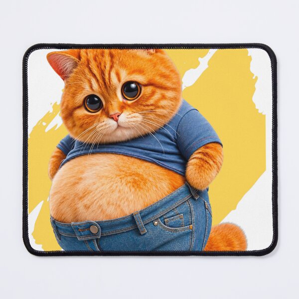 Item preview, Cute Orange Cat in Blue Shirt and Overalls designed and sold by behappyandrelax.