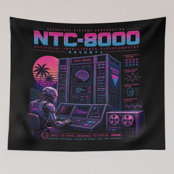 Item preview, Retro AI Supercomputer Robot | 1984 Cyberpunk Vaporwave Computer designed and sold by TEEJAMBOREE.