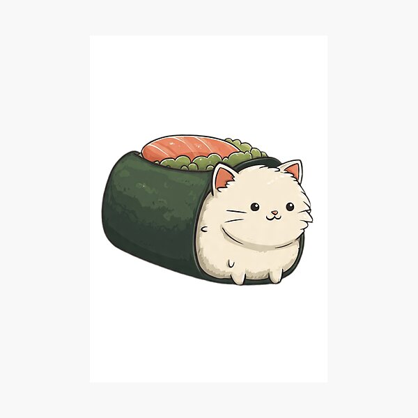 Item preview, Kawaii Neko Sushi Sticker No Background designed and sold by Moody Vibes Studio.