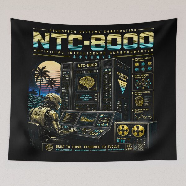Item preview, Retro AI Supercomputer Robot | 1984 Cyberpunk Vaporwave Computer designed and sold by TEEJAMBOREE.