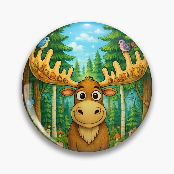 Item preview, Happy Forest Moose | Cute Woodland Coloring Style Art designed and sold by Clothes With Smiling Animals Walt Gral.